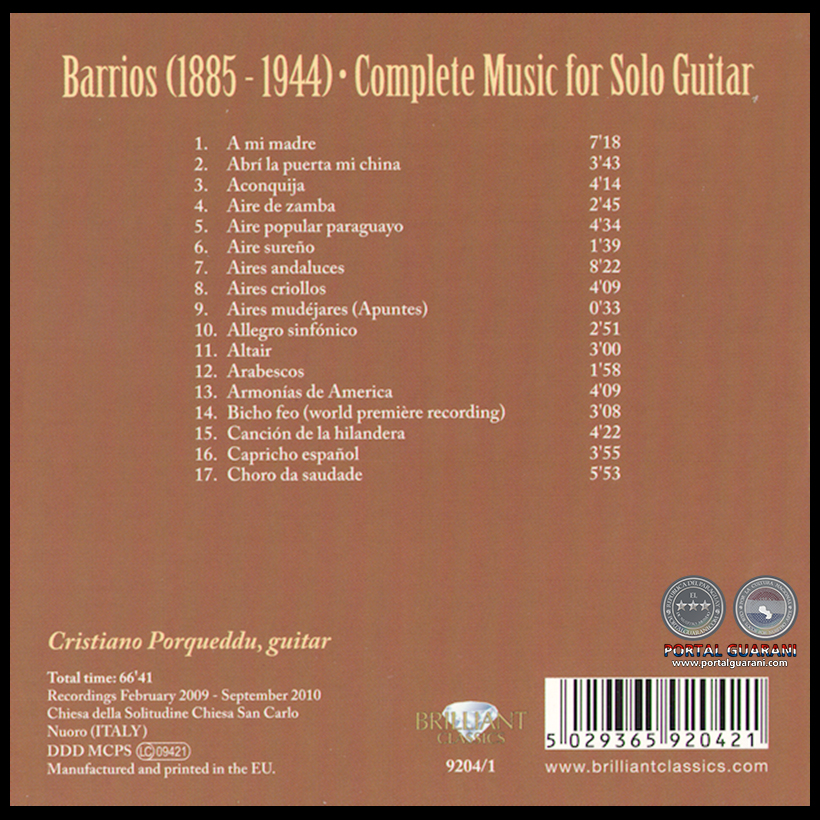 AGUSTÍN BARRIOS - CRISTIANO PORQUEDDU - MATERIAL Nº 1